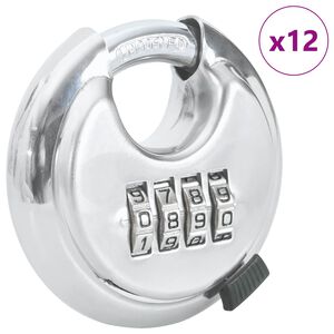 vidaXL Discus Lock ar atslēgām 12 pcs Sudraba 7 x 2.3 x 7 cm