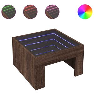 vidaXL kafijas galdiņ&scaron; ar LED, brūna ozola, 50x50x30 cm
