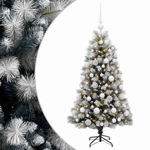 vidaXL Mākslīgā Ziemassvētku eglīte ar eglī&scaron;u bumbām 120 cm 150 LED