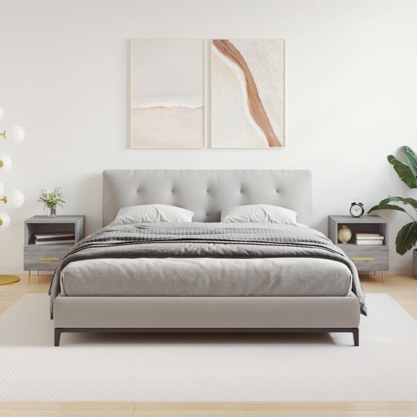 vidaXL naktsskapī&scaron;i, 2 gab., pelēki, 40x35x47,5 cm, inženierijas koks