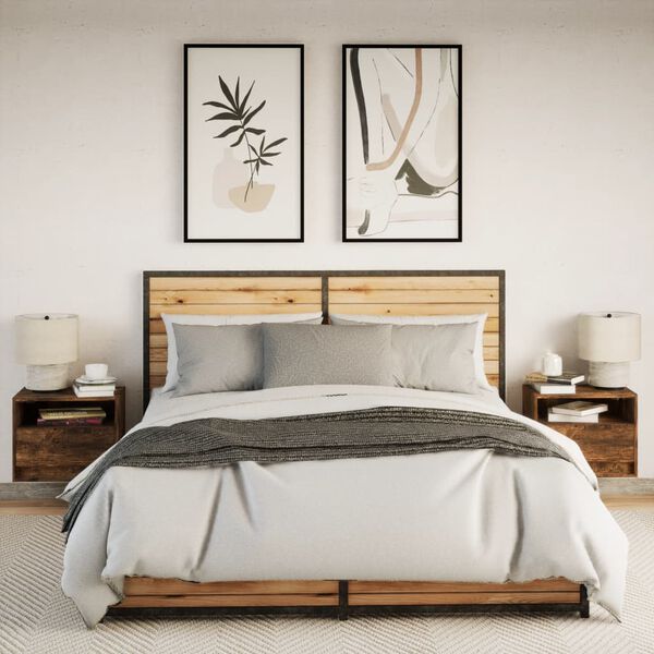 vidaXL sienas naktsskapī&scaron;i ar LED apgaismojumu, 2 gab., ozola krāsa