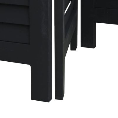 vidaXL 3-paneļu istabas aizslietnis, melns, paulonijas masīvkoks