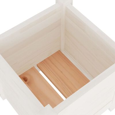 vidaXL dārza puķu kaste, balta, 31x31x31 cm, priedes masīvkoks