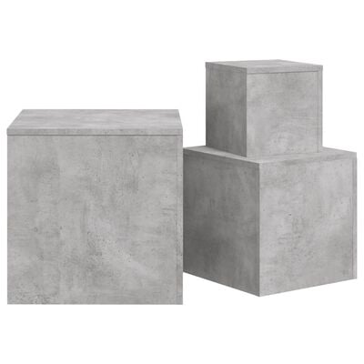 vidaXL galdiņi, 3 gab., betona pelēki, skaidu plāksne