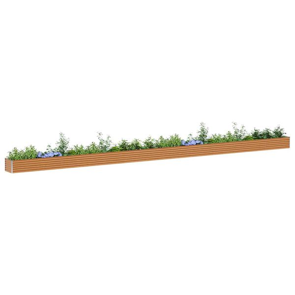 vidaXL Augstā puķu kaste Gai&scaron;i brūns 970 x 50 x 36 cm Cinkots tērauds