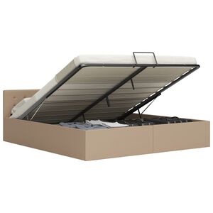 vidaXL gulta, hidraulikas mehānisms, kapučīno mākslīgā āda, 180x200 cm