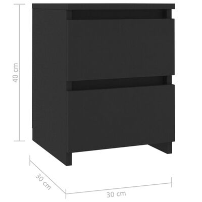 vidaXL naktsskapītis, 30x30x40 cm, melns, skaidu plāksne