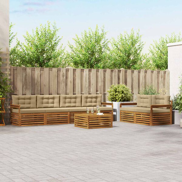 vidaXL Āra dīvānu komplekts ar spilvenu 7 pcs Dabisks un bē&scaron;s