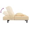 vidaXL 2-vietīga dīvāngulta ar 2 spilveniem un kājsoliņu, krēmkrāsas