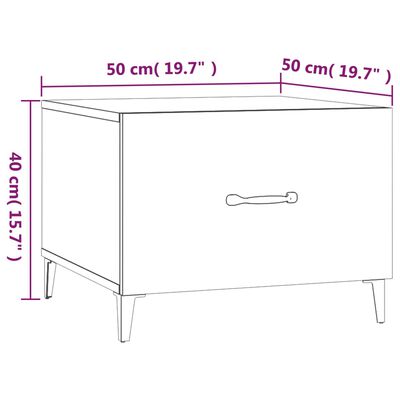 vidaXL kafijas galdiņš ar metāla kājām, pelēka ozolkoka, 50x50x40 cm