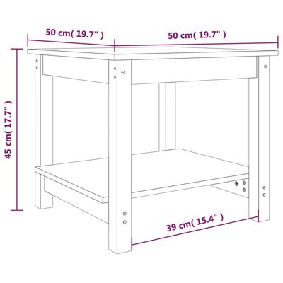 vidaXL kafijas galdiņš, balts, 50x50x45 cm, priedes masīvkoks
