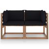 vidaXL divvietīgs dārza pale&scaron;u dīvāns ar matračiem, priedes koks