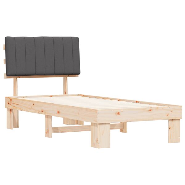 vidaXL Gultas rāmis ar polsterētu galvas balstu Tumši pelēks