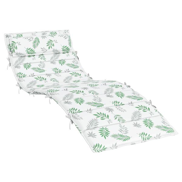 vidaXL Saules atpūtas spilvens Balts un zaļ&scaron; 178 x 60 x 4 cm