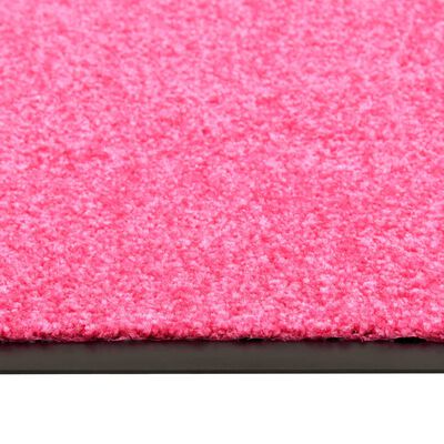 vidaXL durvju paklājs, mazgājams, rozā, 90x120 cm