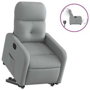 vidaXL elektrisks atpūtas krēsls paceļams/atgāžams gai&scaron;i pelēks audums