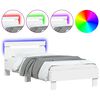 vidaXL gultas rāmis ar galvgali un LED, balts, 75x190 cm