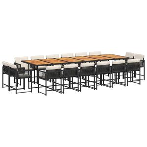 vidaXL 17-daļīgs dārza mēbeļu komplekts ar matračiem, PE rotangpalma