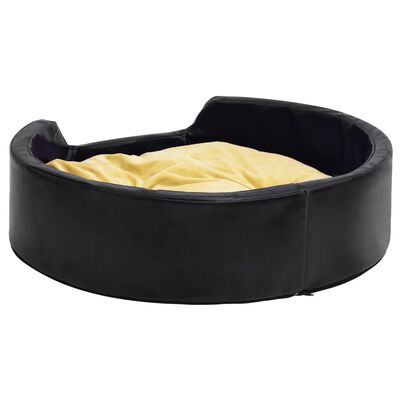 vidaXL suņu gulta, melna ar dzeltenu, 99x89x21 cm, plīšs, mākslīgā āda