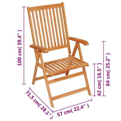 vidaXL atgāžami dārza krēsli, 8 gab., masīvs tīkkoks