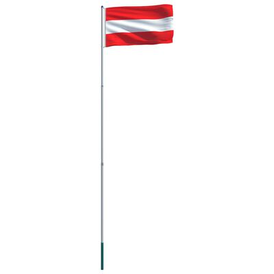 vidaXL Austrijas karogs un karoga masts, alumīnijs, 6 m