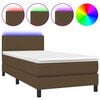 vidaXL atsperu gulta ar matraci, LED, tum&scaron;i brūns audums, 90x190 cm