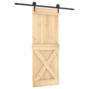 vidaXL Slīdo&scaron;ās durvis 80 x 210 cm Cieta priedes koks (neapstrādāts)