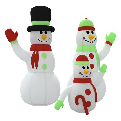 vidaXL piepūšama sniegavīru ģimene, LED, 360 cm