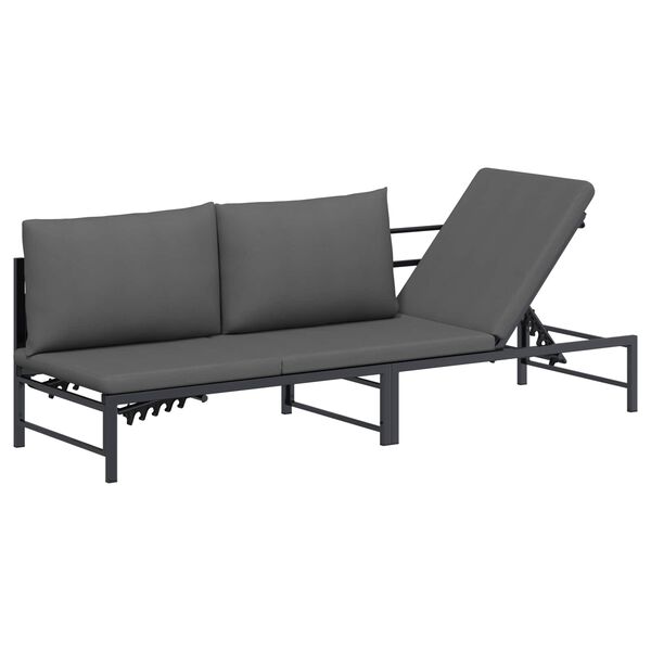 vidaXL 3-personu saules gulta Melns 200 x 62 x 59 cm Tekstilēna