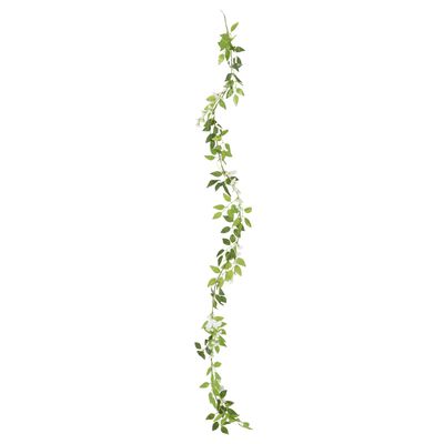 vidaXL mākslīgo ziedu vītnes, 6 gab., balts, 200 cm