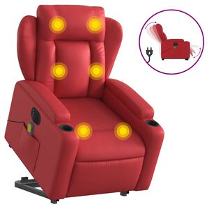 vidaXL elektrisks masāžas krēsls, paceļams, sarkana mākslīgā āda