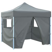 vidaXL saliekama svinību telts ar 4 sānu sienām, 3x3 m, antracītpelēka