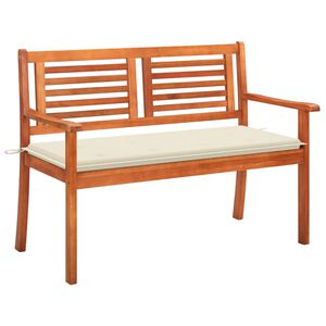 vidaXL divvietīgs dārza sols ar matraci, 120 cm, eikalipta masīvkoks