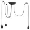 vidaXL piekarināma lampa ar 3 lampu turētājiem E27 Black Metal