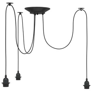 vidaXL piekarināma lampa ar 3 lampu turētājiem E27 Black Metal