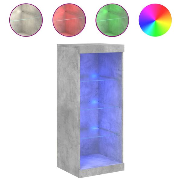 vidaXL kumode ar LED lampiņām, betona pelēka, 41x37x100 cm