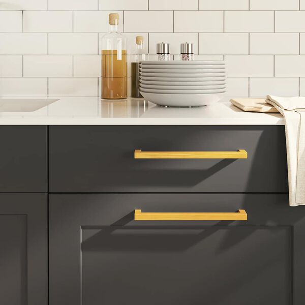 vidaXL skapja rokturi, 5 gab., zelta, 224 mm, nerūsējo&scaron;ais tērauds