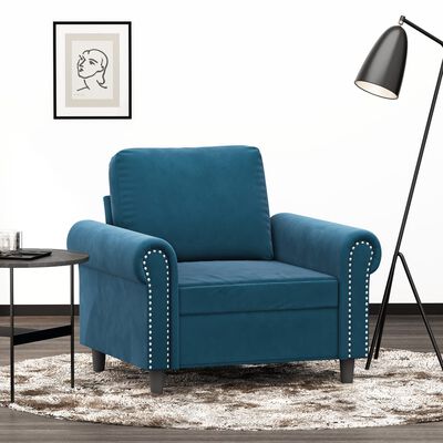 vidaXL atpūtas krēsls, zils, 60 cm, samts