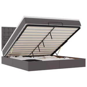 vidaXL Osmaņu gultas rāmis ar matrača pelēks 180x200cm mākslīgā āda