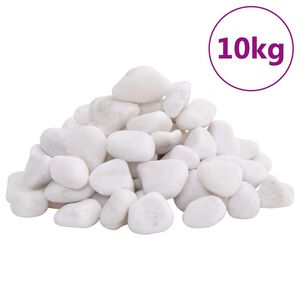 vidaXL pulēti oļi, 10 kg, balti, 2-5 cm