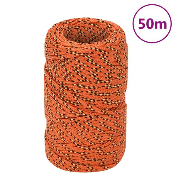 vidaXL laivu virve, oranža, 2 mm, 50 m, polipropilēns