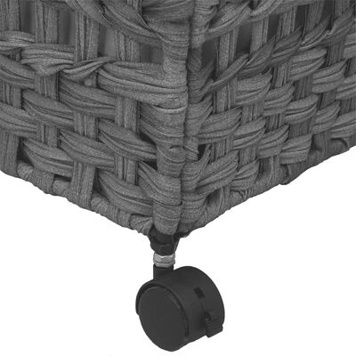 vidaXL veļas grozs ar riteņiem, pelēks, 66x35x60 cm, rotangpalma