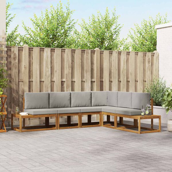 vidaXL Āra dīvānu komplekts 6 Gabals Dabīgs un gai&scaron;i pelēks