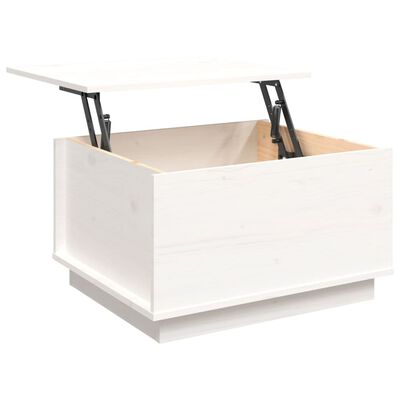 vidaXL kafijas galdiņš, balts, 60x50x35 cm, priedes masīvkoks