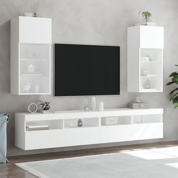 vidaXL TV galdiņ&scaron; ar LED apgaismojumu, balts, 40,5x30x90 cm