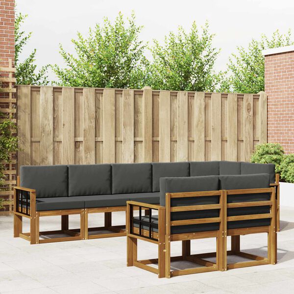 vidaXL Āra dīvānu komplekts ar spilvenu 8 pcs Dabisks un antracīts