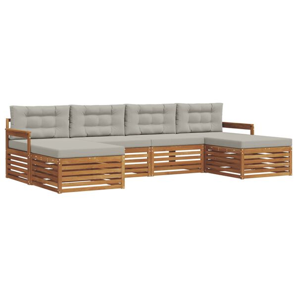 vidaXL Dīvāna komplekti ar spilvenu 6 pcs Dabīgs un gai&scaron;i pelēks