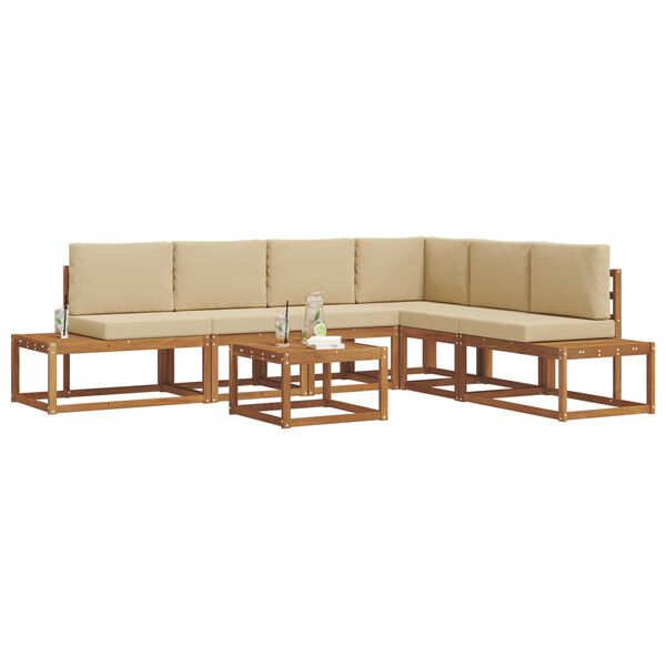 vidaXL Āra dīvānu komplekts ar spilvenu 7 Gabals Dabisks un bē&scaron;s