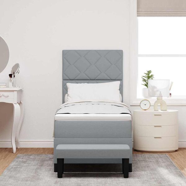 vidaXL Kastītes atsperu gulta Gai&scaron;i pelēks 80 x 200 cm audums