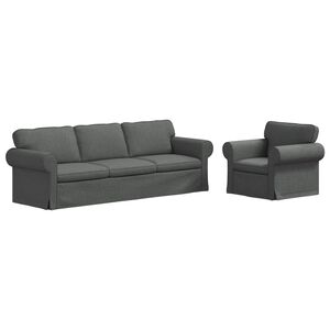 vidaXL Dīvānu komplekts 2 pcs Tum&scaron;i pelēks 245 x 82 x 80 cm audums